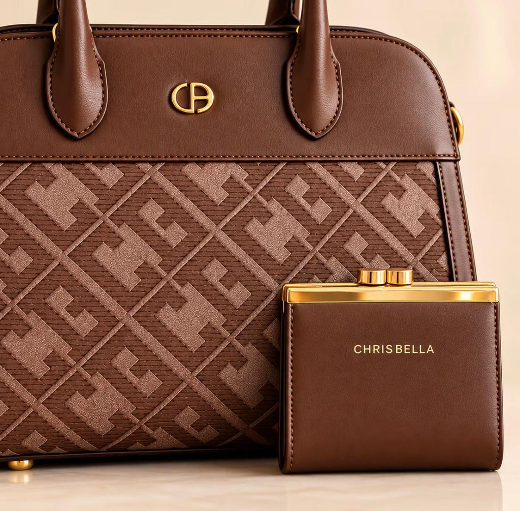 Set Chrisbella – Borsa con fantasia monogram e portafoglio abbinato