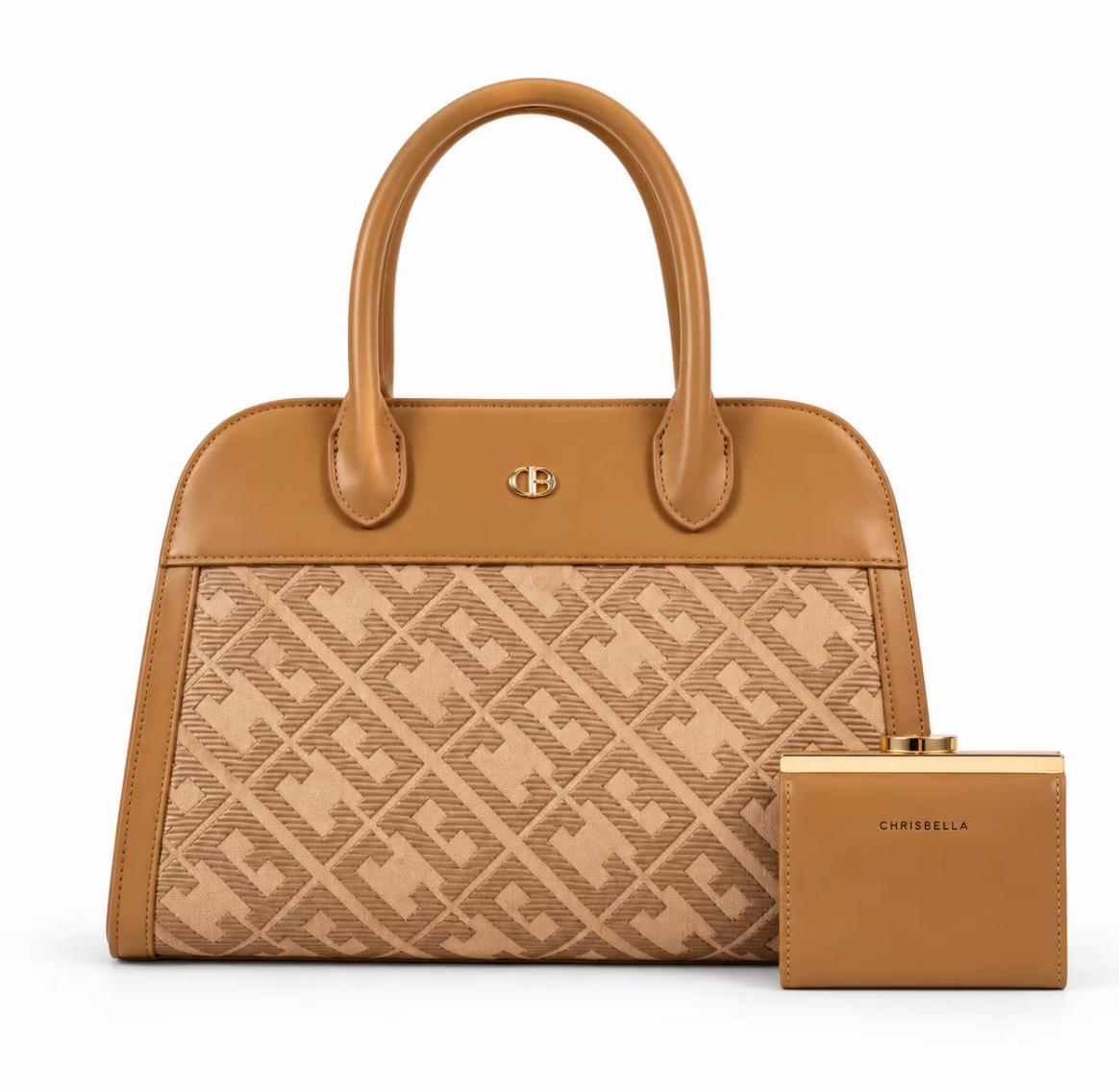 Set Chrisbella – Borsa con fantasia monogram e portafoglio abbinato