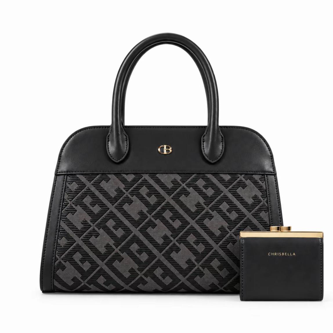 Set Chrisbella – Borsa con fantasia monogram e portafoglio abbinato