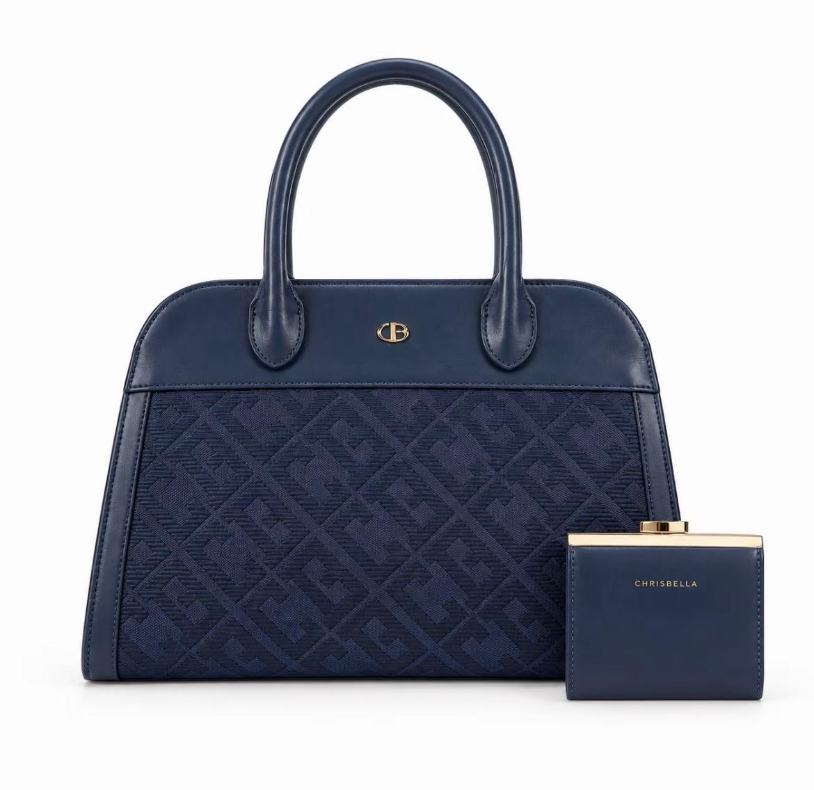 Set Chrisbella – Borsa con fantasia monogram e portafoglio abbinato